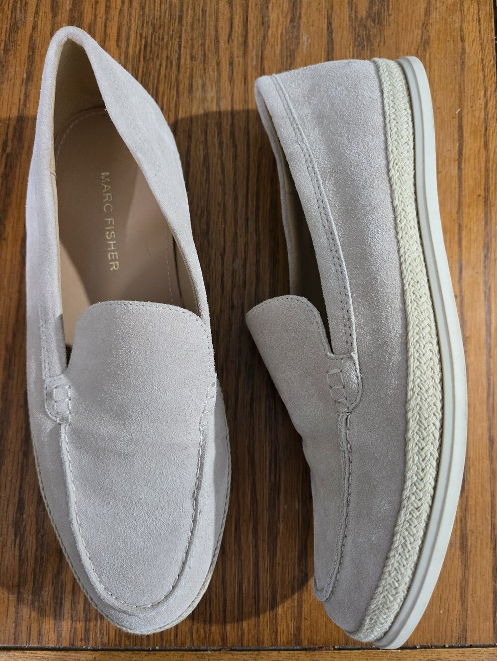 Marc Fisher Light Gray Suede Slip-On Loafers